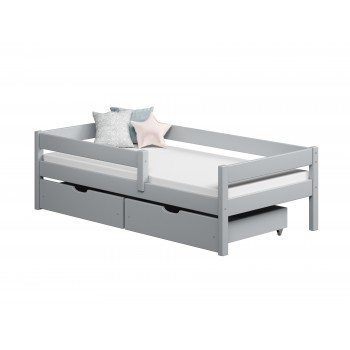 Single Bed Filip - For Kids Children Toddler Junior Grey Double Drawers No Background