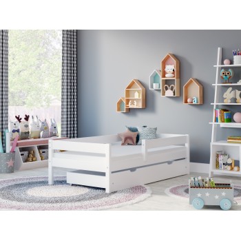 Single Bed Filip - For Kids Children Toddler Junior White Single Drawer Room
