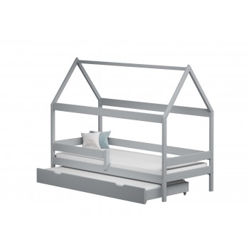 Canopy House Shaped Single Bed with Trundle - Betty Grey No Background