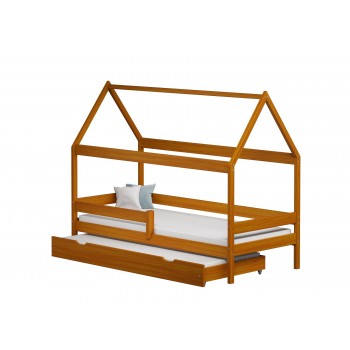 Canopy House Shaped Single Bed with Trundle - Betty Alder No Background