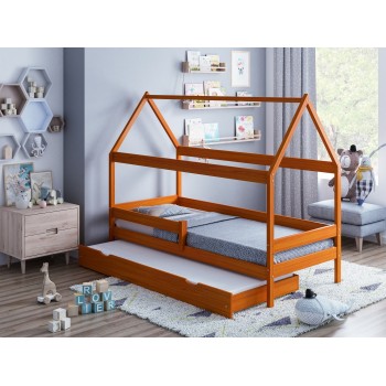 Canopy House Shaped Single Bed with Trundle - Betty Alder