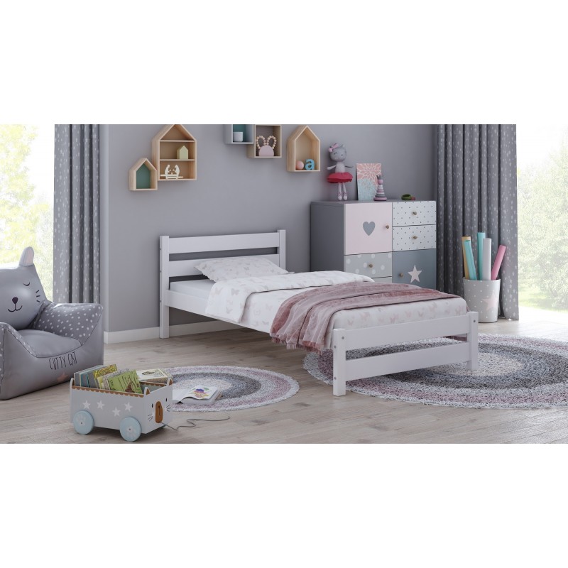Childrens Beds Home Letto Estraibile per Bambini Bambini Junior con 2 materassi in Schiuma ma Senza cassetti 140x70, Bianco 
