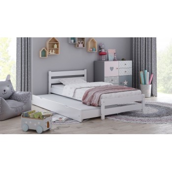 Łóżko pojedyncze z wysuwanym Simbą – białe