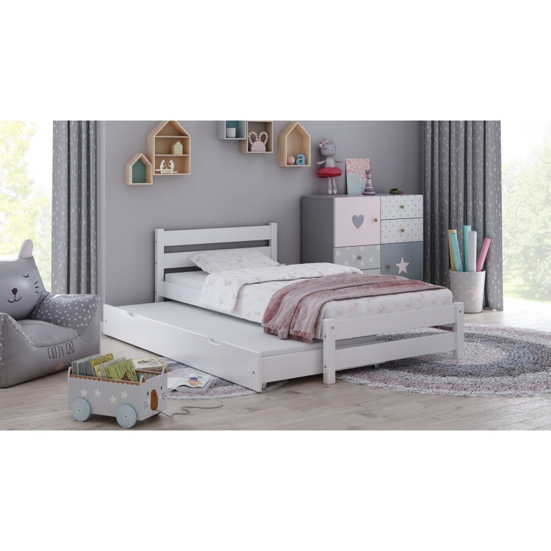 Single Bed with Trundle Simba - White