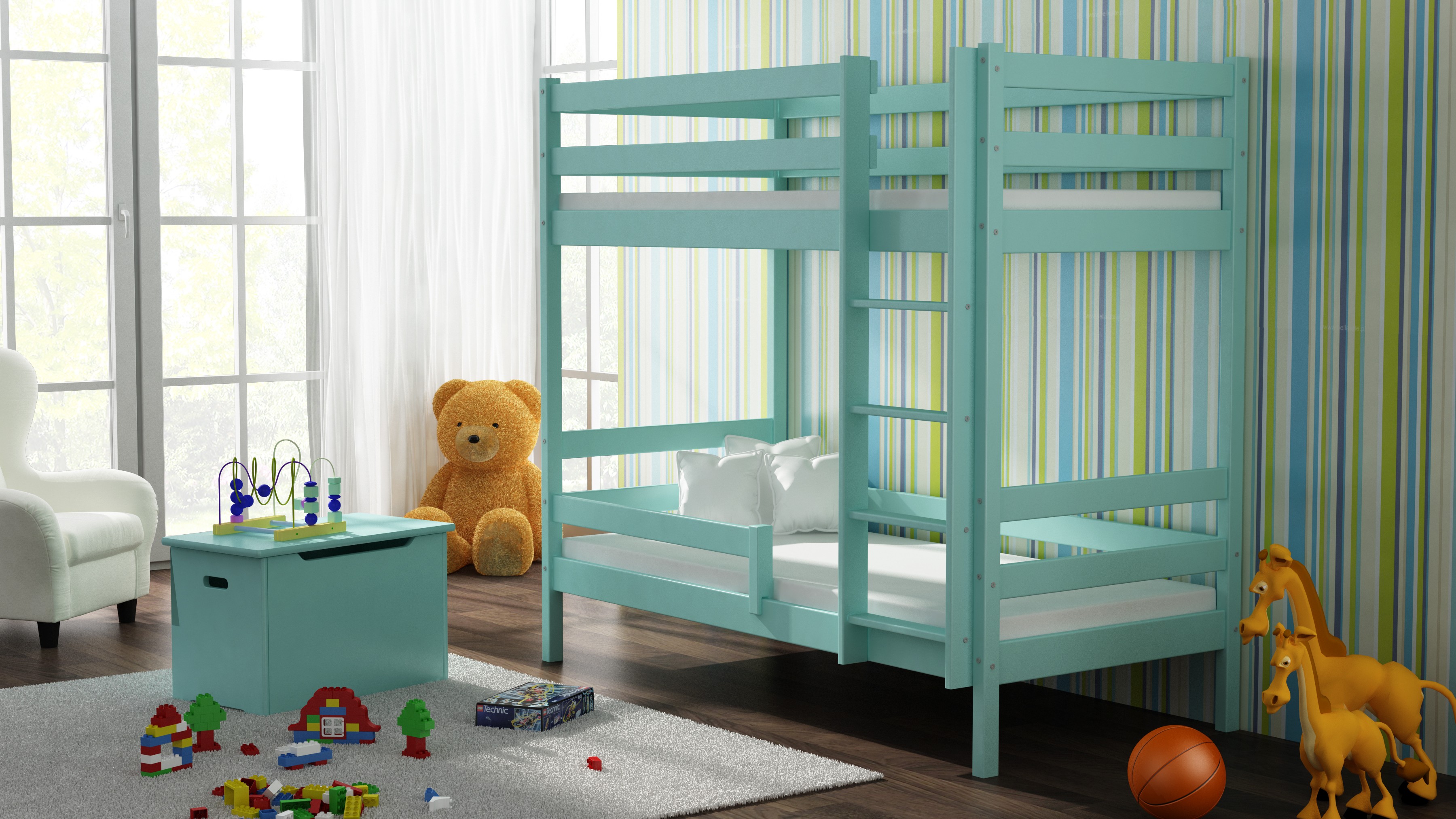 childrens white bunk beds with mattresses