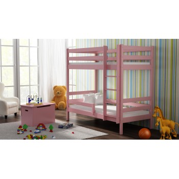 Lit Superposé Bois Massif - Theo For Kids Enfant Junior Rose