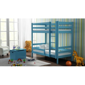 Solid Wood Bunk Bed - Theo For Kids Children Junior Blue