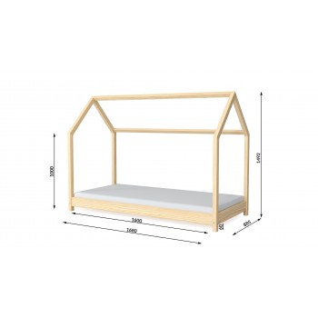 Einzelbett in Form eines Baldachinhauses – Kofi, Maße 160 x 80 cm