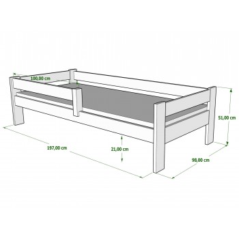 Letto Singolo - Willow Per Bambini Bambini Bambino Junior Dimensioni Diagramma - 190x90