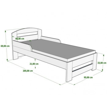 Lit Simple - Kiko For Kids Enfants Toddler Junior Dimensions Diagramme 200x90