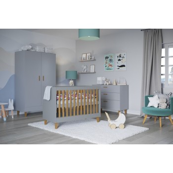 Kinderbett Casper – für Babys, Kleinkinder, Neugeborene, grau im Zimmer