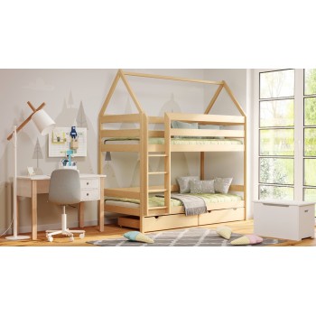 Łóżko piętrowe z litego drewna - Barnie dla dzieci Dzieci Junior Naturalne