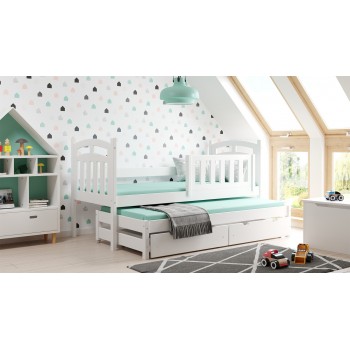 Childrens Beds Home Letto Estraibile per Bambini Bambini Junior con 2 materassi in Schiuma ma Senza cassetti 140x70, Bianco 
