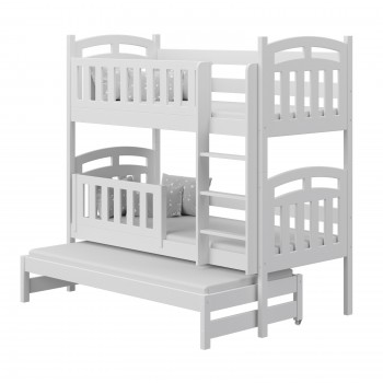 Solid Wood Triple Bunk Bed Noah White No Background