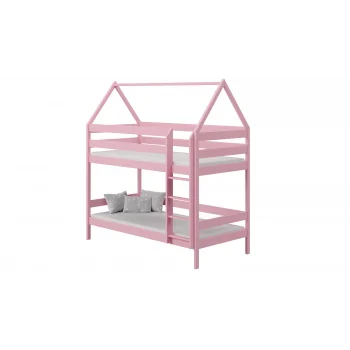 Двуетажно легло от масивно дърво - Barnie For Kids Children Junior Pink Без фон