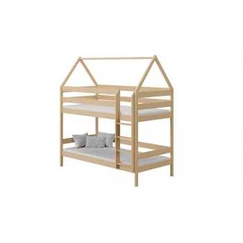 Łóżko piętrowe z litego drewna - Barnie dla dzieci Dzieci Junior Naturalne Bez Tła