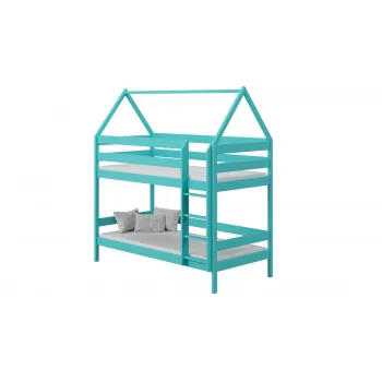 Solid Wood Bunk Bed - Barnie For Kids Children Junior Turquoise No Background