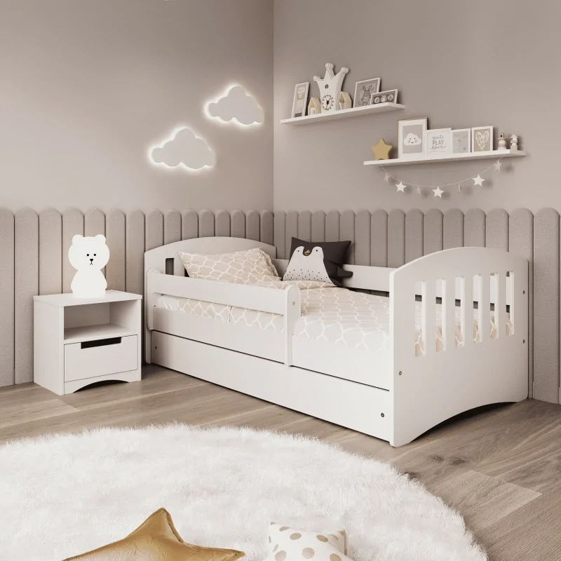 Single Bed Classic 1 - For Kids Children Toddler Junior - White