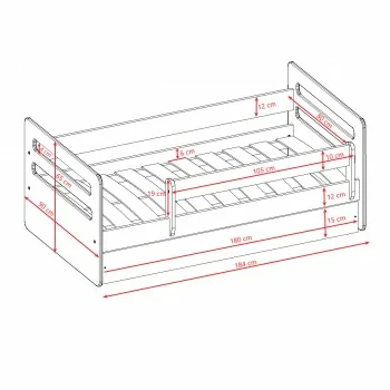 Single Bed Kami - For Kids Children Toddler Junior Drawing 180x80