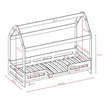 Single Montessori Bed 2 in 1 - Rocky Hut Dimensions