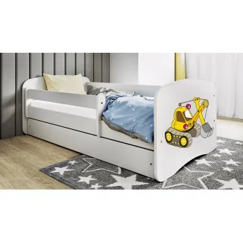 Vienvietīga gulta BabyDreams - bērniem Bērniem Toddler Junior White - Digger