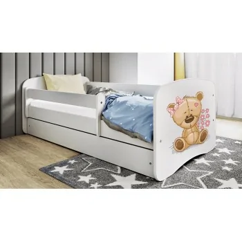 Vienvietīga gulta BabyDreams - bērniem Bērniem Toddler Junior White - Bear