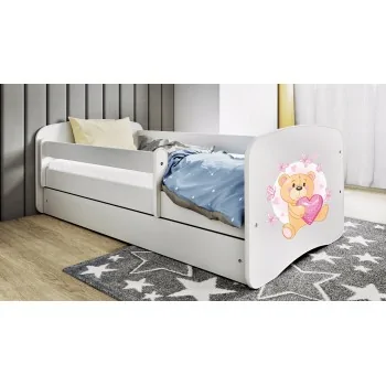 Единично легло BabyDreams - For Kids Children Toddler Junior White - Мече със сърца
