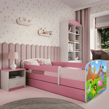 Cama individual BabyDreams - Para niños Niños Toddler Junior Pink - Safari