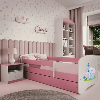 Cama individual BabyDreams - Para niños Children Toddler Junior Pink - Elefante