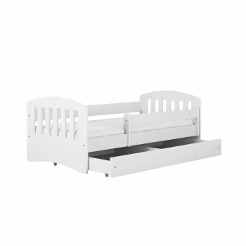 Single Bed Classic 1 - For Kids Children Toddler Junior - White No Background Drawer Opened