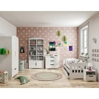 Klasiskā vienguļamā gulta 1 — bērniem, bērniem, toddler Junior — baltā istaba, 3. ideja