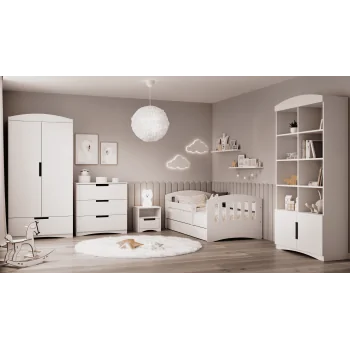 Einzelbett Classic 1 – Für Kinder, Kleinkinder, Junior – Weißes Zimmer, Idee 1