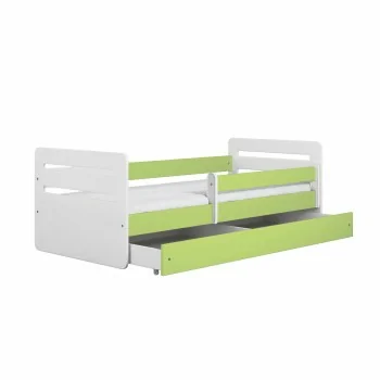 Single Bed Kami - For Kids Children Toddler Junior Green No Background Drawer Opened