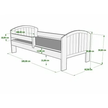 Kids Toddler Lit enfant Cruz Dimensions Schéma 180x90